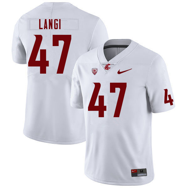 Men #47 Lolani Langi Washington State Cougars College Football Jerseys Sale-White - Click Image to Close